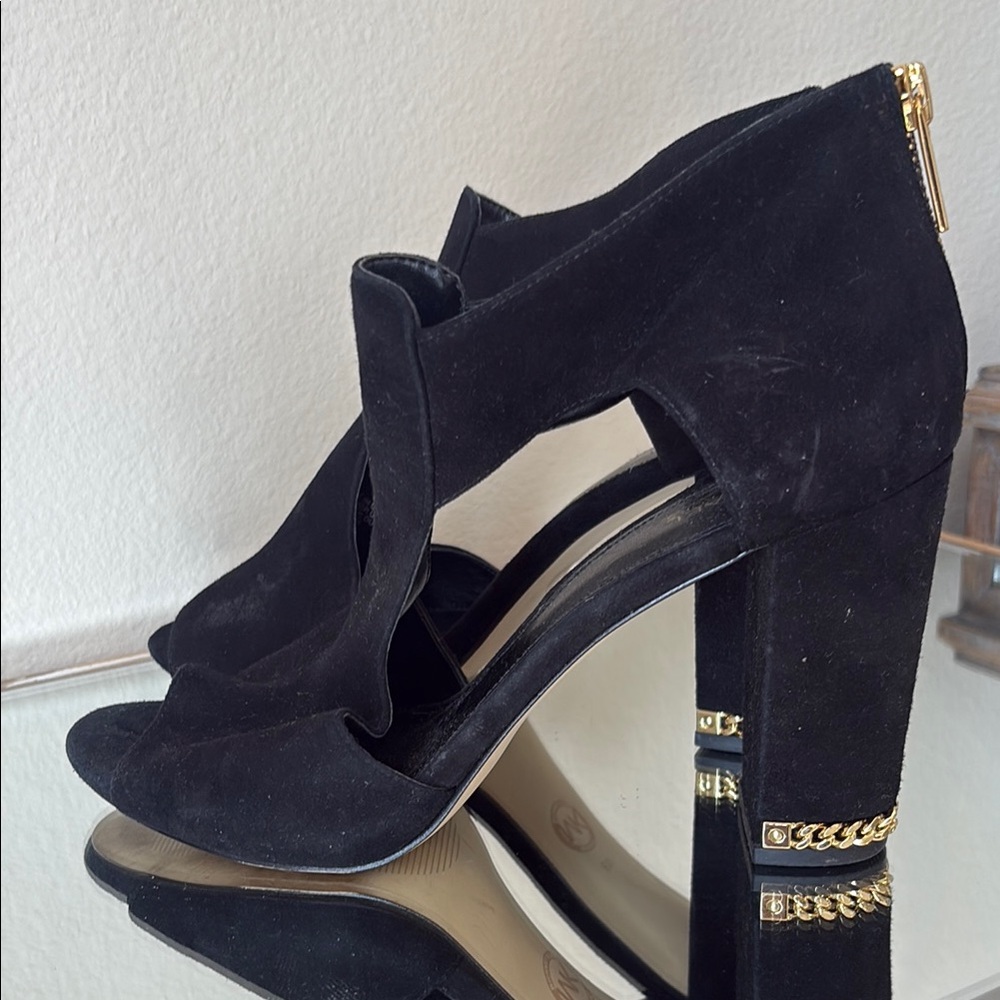 Michael Kors suede zip up Elegant Black High Heel Sandals